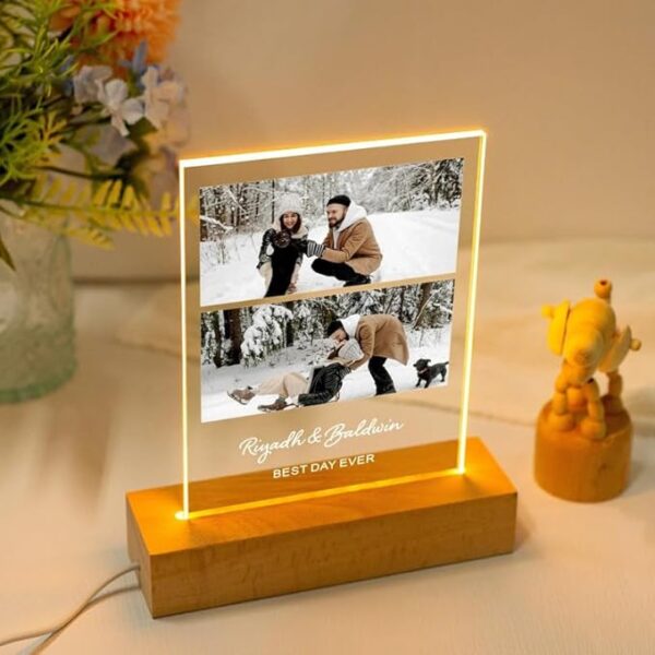 Amazingily Customized Photo and Text Message With Wooden Stand