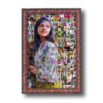 MUSHA Premium Mosaic Photo Wooden Frame - Wall Mount Customizable, 12X18 Inch, 90 Background Photos - Personalized Gift