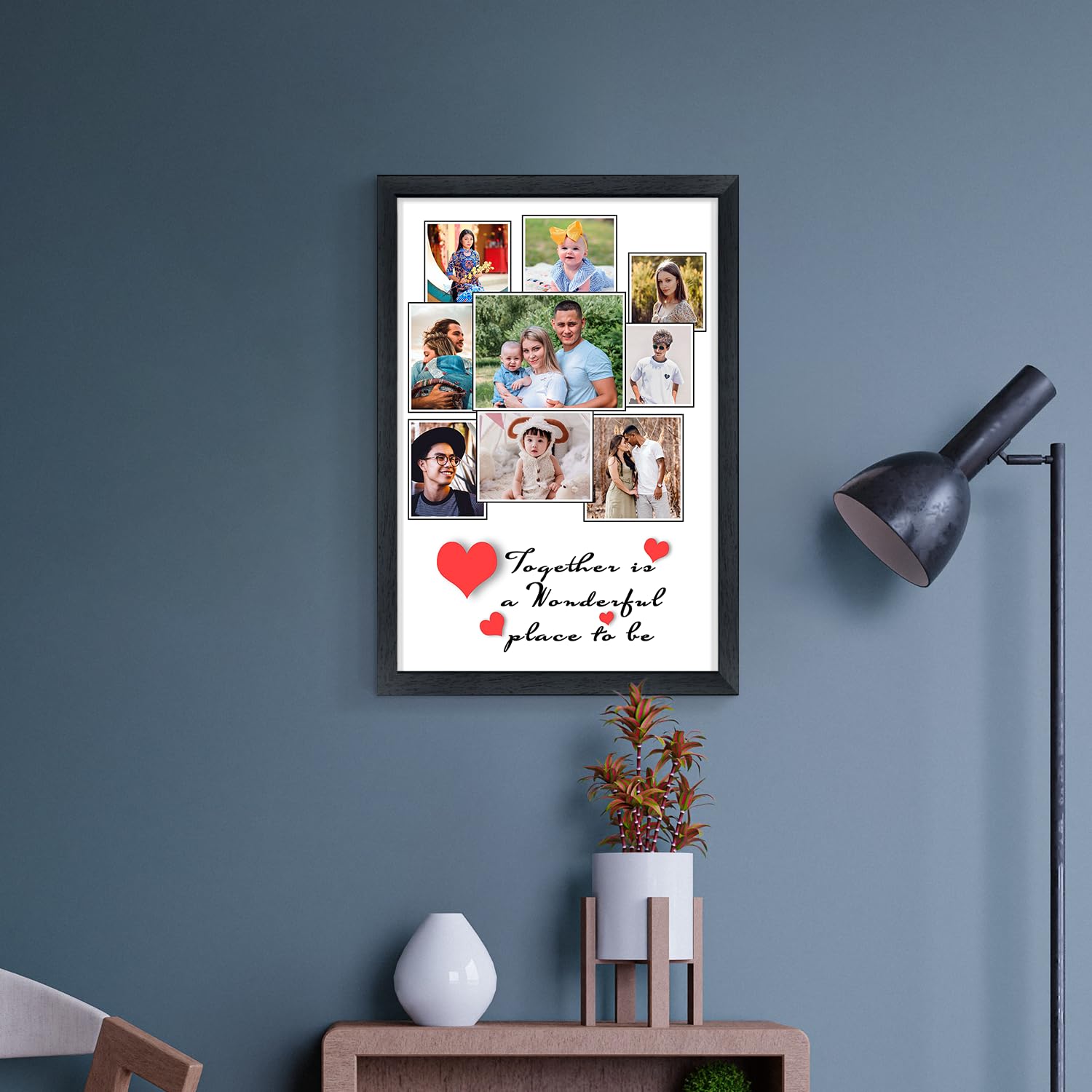 71r3KvSmkaL._SL1500_ WhatsYourPrint Personalised Photo Collage Frames For Walls Decoration (Size 13x19 Inches, 9 Photos Black Frame), Synthetic Wood - Image 1