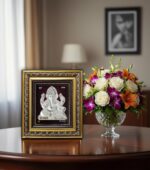 ARTSMINE 999 Silver Ganesh Rectangular Frame | Pooja Room Diwali Corporate Gift | Size H*L - 22 * 20 CM | Wall Mount Ganesh Photo Frame Silver | Home Office Decor - Image 5