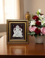 ARTSMINE 999 Silver Ganesh Rectangular Frame | Pooja Room Diwali Corporate Gift | Size H*L - 22 * 20 CM | Wall Mount Ganesh Photo Frame Silver | Home Office Decor